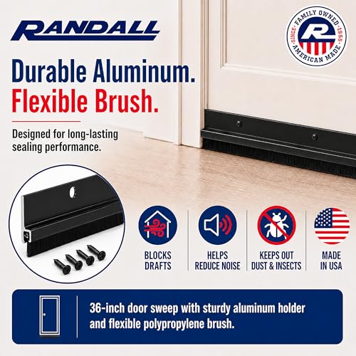 Door Sweeps – Aluminum & Brush | Brush Sweeps for Gaps Up to 1” | Black Holder | 3 Feet | Fill Gaps & Keep Unwanted Debris Out - view 3
