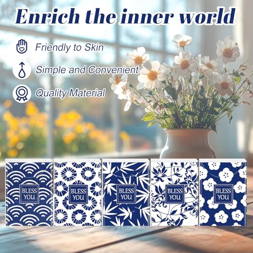10 Packs Pocket Tissues, Blue Floral Bless You, 3 Ply, 80 Sheets - view 4