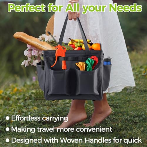 Car Trunk Organizer Multifunctional Storage Toolbox Carry Griddle,Large Grill Utensils Accessory Grilling Tools Basket Carrying Caddy Tool Tote Bag Storage Box Camp Cooking bbq Outdoor(Black) - view 6