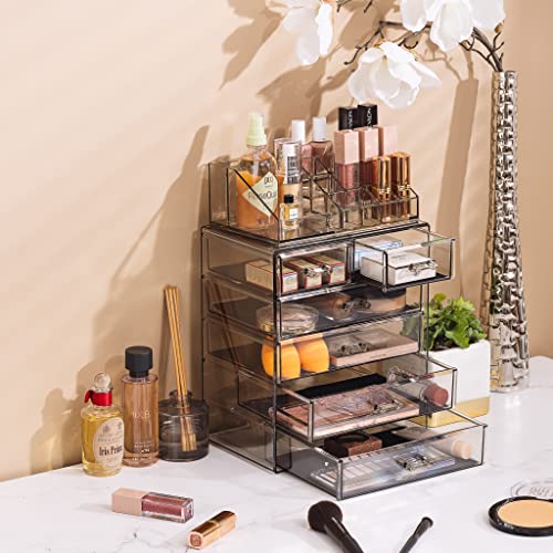 Makeup Organizer, 6-Drawer Acrylic 2-Piece Set (Black Jewel) - view 5