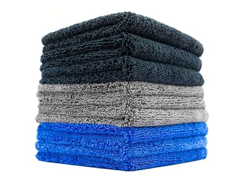 Drying Towels for Car Detailing - Premium Microfiber Cloth Perfect for a Streak-Free Finish - Spectrum 420 Dark Pack - 420 GSM, 16" x 16" (9-Pack)