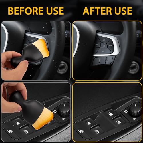 2 Pcs Car Interior Detailing Brush Cleaning Tools, Brown - view 4
