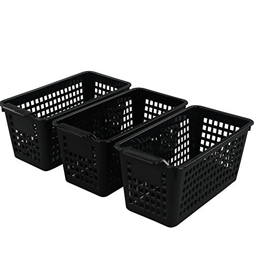 Slim Plastic Organization and Storage Baskets, 6-Pack Organizer Bins
