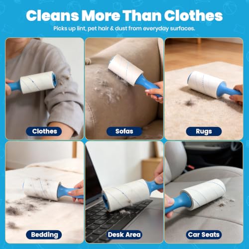 Extra Sticky Lint Roller for Pet Hair, 500 Sheets with 2 Handles - view 5