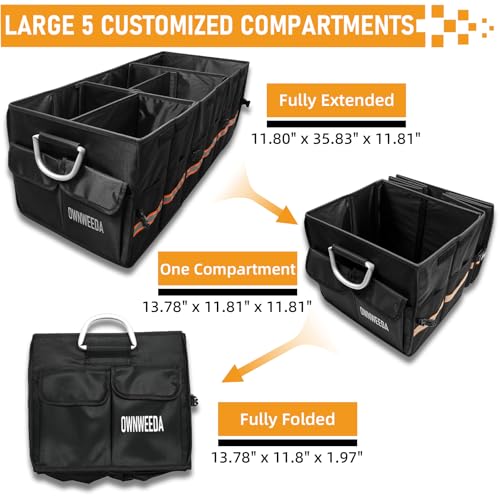 90L Large Car Trunk Organizer with 30L Removable Leakproof Cooler Bag, Collapsible Storage Bin with Lid & Dividers, Heavy Duty Accessories for SUV Sedan, Ideal for Grocery Camping Road Trip - view 2