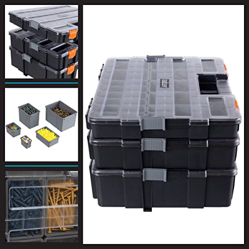Tool Box Organizer - 3-in-1 Portable Small Parts Organizer, Gray - view 6
