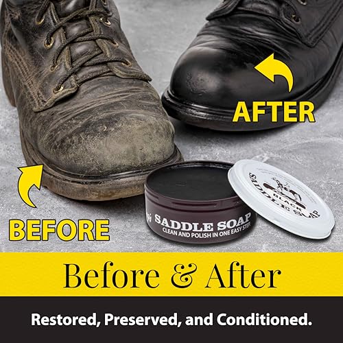 Black Saddle Soap (12oz) - Leather Cleaner & Conditioner - Soften, Protect, Restore & Renew Leathercraft, Car Seat, Belts, Shoes, Luggage, Furniture, Purses, Boots, Bags, Sports & Horse Gear - view 5