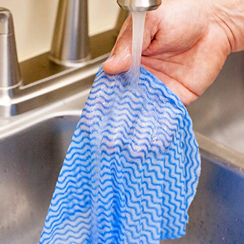 RW Clean 23.6 x 11.8 Inch Reusable Cleaning Cloths 10 Wipes All-Purpose Dish Wipes- Durable Machine-Washable Blue Viscose Disposable Cloths Pre-Cut Rectangle - view 2