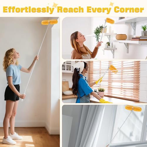 6 ft Extendable Duster Handle with 20 Pcs, 360° Heavy Duty Duster Refills Kit for Swiffer, 4X Electrostatic Microfiber for Cleaning Home, Effortlessly Reach Ceilings, Fans & Hard-to-Reach Areas - view 7