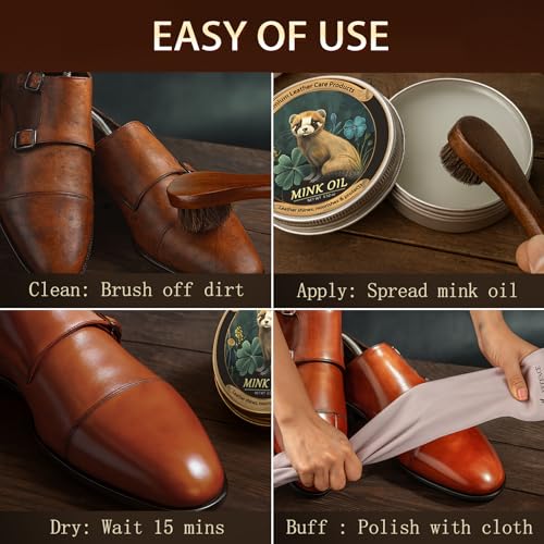 Mink Oil for Leather Boots, Leather Cleaner and Conditioner 3.53oz, All-Natural and Waterproof - view 5