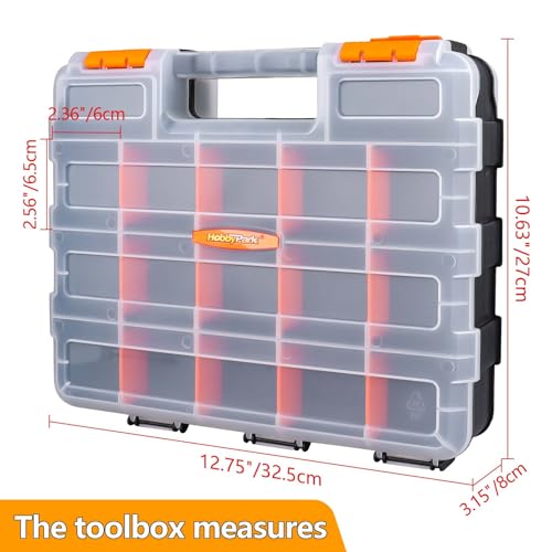 RC Hardware Organizer Box Adjustable Compartments Removable Dividers Durable Plastic Double Side Tools Box Screw Organizer For Nuts, Bolts, Screws, Nails, Small Parts, Tools - view 3