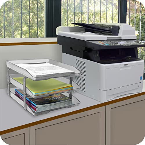 Traditional 3 Tier Letter Tray, Front Load Design, A4 Letter Size, Desktop Organizer (Plastic) (Clear Crystal Color) - view 5