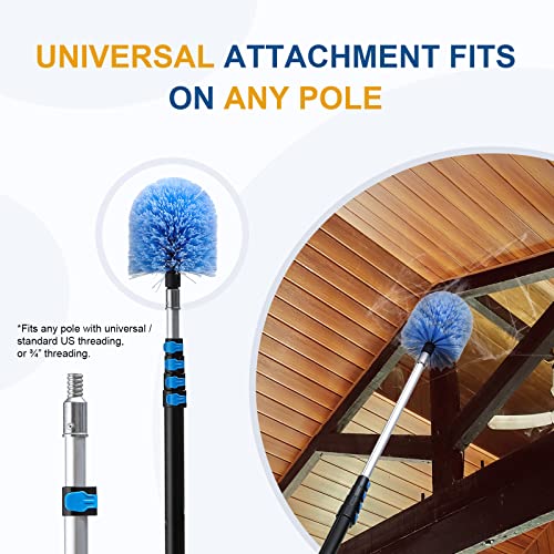 Twist-On Cobweb Duster Head Brush, Fits Standard 3/4 inch Threaded Poles, Attachment Spider Web Duster Brush for Outdoor & Indoor Cleaning (Pack of 2) - view 4