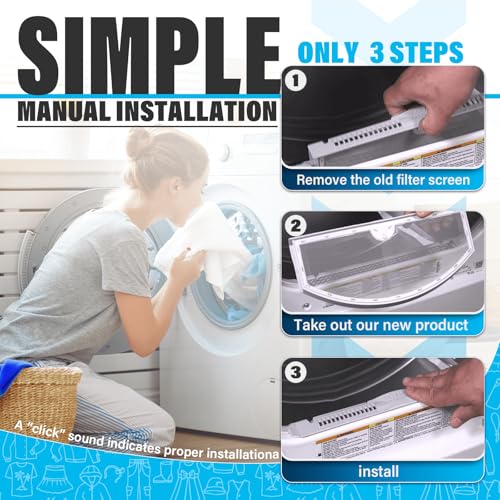 WE03X23881 Dryer Lint Trap Screen Filter Replacement for GE Dryers, Compatible with GTD65EBSJ3WS, GTD33EASK0WW, GTD42EASJ2WW, GTD42GASJ2WW, GTD45EASJ2WS Replaces PS11763056 with Cleaning Brush - view 5