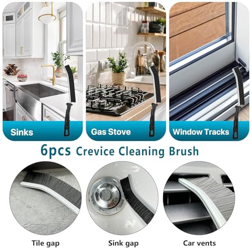 Crevice Cleaning Brush - Grout Scrub Brush, House Cleaning Supplies, Gap Cleaning Tools, Home Essentials, Gifts for Women Men, Hard Bristle Crevice Cleaner Brush for Household Use, Bathroom(11Pcs) - view 4