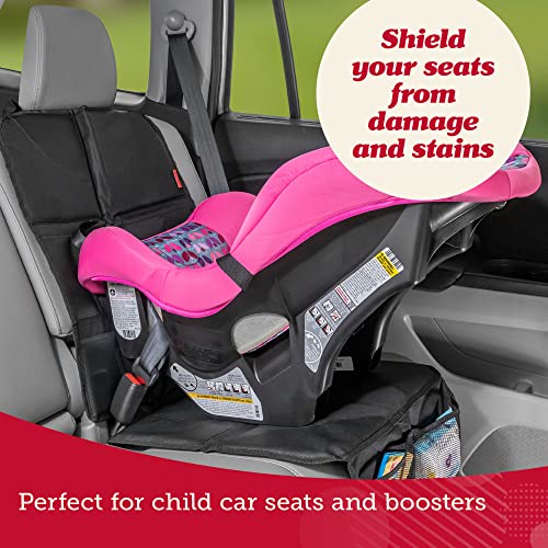 Car Seat Protector - Waterproof Seat Covers for Infant & Cars - Non-Slip 8-Layer Protector - Rear Shield with Mesh Pockets - Black with Red Stitching, Universal Fit - view 2
