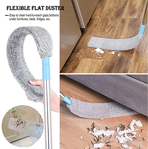 Retractable Gap Dust Cleaner Under Appliance Microfiber Duster Dust Brush with Extension Pole (36 to 49 inches) Cleaning Duster for Bed High Ceilings Furniture Bottom Household Gap Duster Gray - view 2