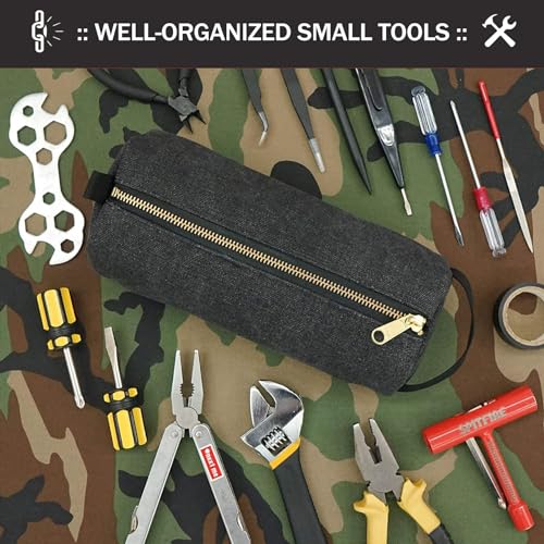 Rough Enough Waxed Canvas Small Tool Pouch Bag, Black - view 2