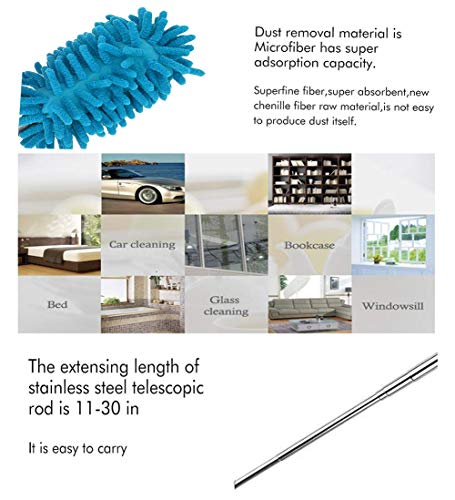 Washable Dusters for Cleaning, Phoenixes Feather Duster Extendable Dusting Wand 11"-30", Wet or Dry Use (5 Pcs) - view 5