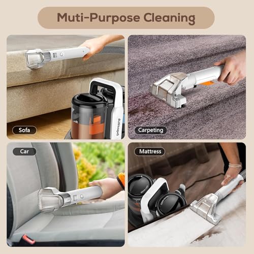 Portable Carpet & Upholstery Cleaner Machine, 15Kpa Powerful Suction & Deep Cleaning Cleaner Machine for Couch, Rugs, Carpet, Car, Pet, Furniture Cleaner with 2 Size BrushHead & Self-Cleaning System - view 5