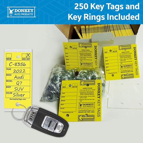 Donkey Key Tags, Laminated Self-Protecting (250 Tags Per Box with Metal Rings) (Yellow) - view 3