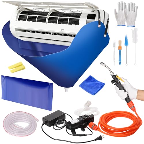 Ac Cleaning Bag with Wall Protection Cloth, 13Pcs Minisplit Cleaning Kit, Split Ac Cleaning Kit with Strong Washing Tool for Fast and Efficient Cleaning