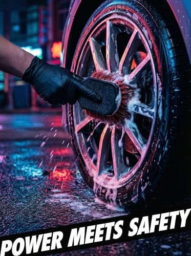Wheel & Tire Brush, Soft Bristle Short Handle, Scratch-Safe (Red) - view 5
