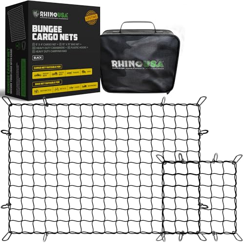 Bungee Cargo Net Set - Truck Bed Net with Carabiners & Case
