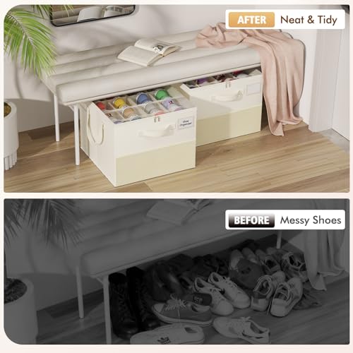 Plus Size 2 Pack Shoe Organizer for Closet, Foldable Shoe Storage Box - view 4