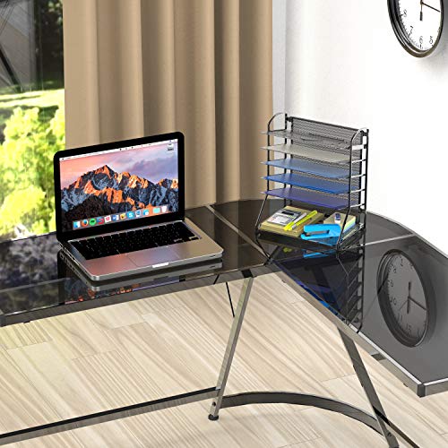 6-Tier Desk Organizer & Sliding Paper Tray, Black - view 6