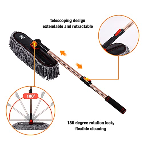 Auto Duster Extendable Handle, Car Duster Set, Scratch Remover Large and Small Brushes Remove Dust Exterior Interior of RVs and Trucks, Microfiber Auto Interior Brush, 2-Packs - Gifts for Men Women - view 4