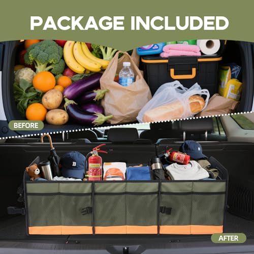 Trunk Organizer for Suv, Sturdy Storage Organization with Non-Slip Bottom Strips, 95L Large Capacity Cargo Organizer for Car, Truck, Sedan, Waterproof Portable Car Organizers for Women Men(Green) - view 4