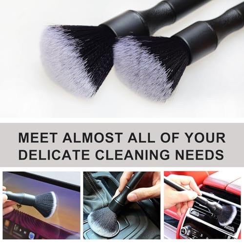 2 Microfiber Detailing Brushes, Car Interior Detailing Brush for Air Vent,Dashboard, Leather,Cleaning Tool Efficient Dust Removal for Car Interior, Computers, Keyboards, Digital Device - view 5