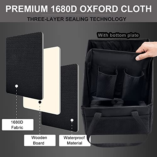 Front-Back Seat Car Organizer Box - Portable Passenger Seat Organizer, Odorless Fabric Car Seat Organizer, Universal Foldable Auto Seat Storage Caddy for Kids & Adults Road Trip Essentials (Black) - view 4