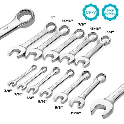 Stubby Combination Wrench Set, SAE, 11-piece, 3/8'' to 1'' - view 2