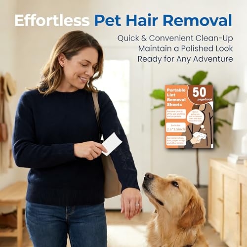Lint Remover Sheets – 50-Pack Portable Lint Remover Stickers for Clothes & Pet Hair, Pocket-Size Lint Tape for Travel, Dark Fabrics, Suits & Couches (2.6"x3.5", No Batteries) - view 6