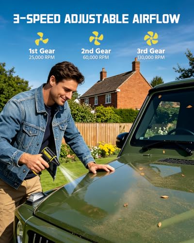 Compressed Air Duster, 130000RPM Ultra-Powerful Electric Air Duster, 3-Speed Cordless Turbo Air Blower, Rechargeable Dust Cleaner for Car Detailing, Keyboard, PC, Home & Outdoor - view 4