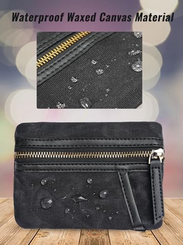 SP6 EDC Pouch, Waxed Canvas Compact Pocket Organizer, EDC Pocket Pouch for Men, Zippered Pocket Pouch, Mini EDC Organizer for Everyday Carry, Multitool Organizer Pouch (Oil Wax Black) - view 3