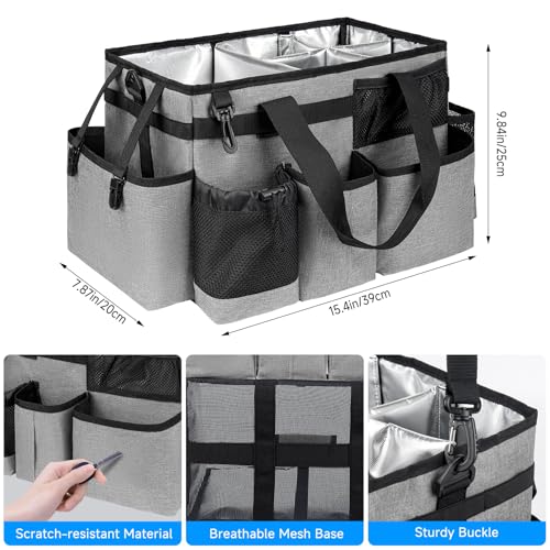 Cleaning Caddy Bag, Large Cleaning Bag for Housekeepers, Rose Gray - view 6