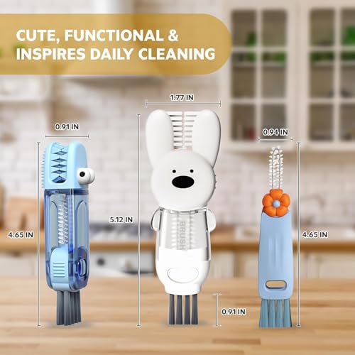 Cup Lid Cleaning Brush, 3 in 1 Cup Cleaner Brush New Multifunctional Lid Cleaner Lid Brush Cleaning Tool Multipurpose Bottle Gap Cleaner Brush Blue - view 3