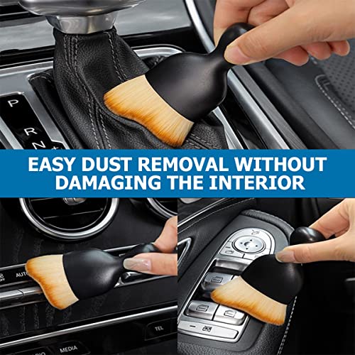 Car Detailing Brush, Auto Interior Dusting Brush, Car Soft Bristle Cleaning Tool, Universal Car Interior Crevice Brush for Dashboard, Air Conditioner Vents, Leather, Computer (Brown) - view 7