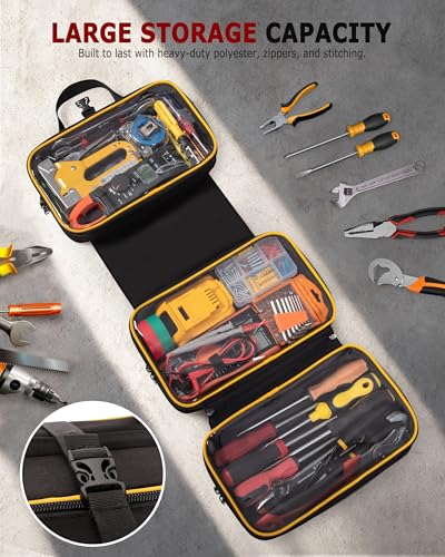 Roll Up Tool Bag with 3 Clear Window Cases (One Detachable) - view 2