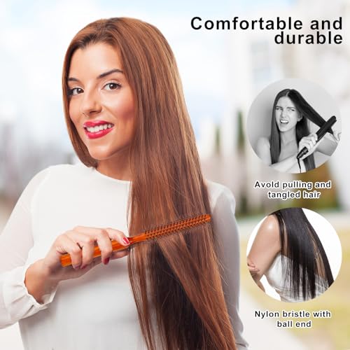 Mini Quiff Roller Brushes, 2 PCS Portable Curling Brushes with Wooden Handle and Nylon Bristles for Blow Drying, Styling Short or Thin Hair - view 6