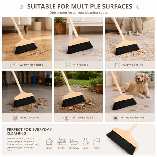 Horsehair Broom with Handle for Hardwood Floors, 35 in Long - view 5