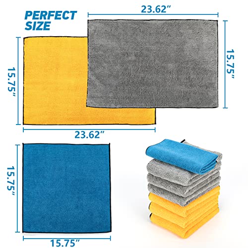 Microfiber Towels Gray for Cars - 6 Pack, High & Short Pile Micro Fiber Cleaning Cloth for Car Washing Drying & Auto Detailing, Water Absorption Lint Free & Non-Streak - view 2