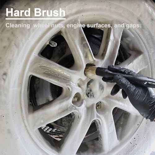 4 PCS Car Detailing Brush Set for Cleaning Interior or Exterior, Boars Bristle Detailing Brushes, Dusting Cleaning Supplies, Tool for Emblem, Air Vents, Wheels, Leather Upholstery Seat - view 6