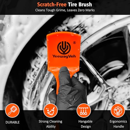 4PCS Car Wheel Cleaning Kit, Bendable Wool Brush, Orange&Black - view 5