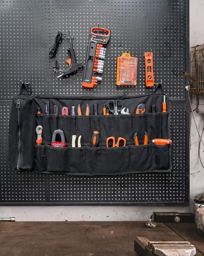 Tool Roll For Men, Heavy Duty Tool Roll Bag Organizer, Roll Up Tool Pouch with 20 + 1 Pocket, Perfect Gifts for Men Father Dad Mechanic, Black - view 6