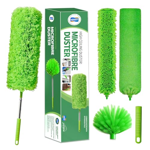 Dusters for Cleaning extendable Long Handle，Webster Cobweb Duster with Extension Pole，Spider Web Remover Brush with Pole，Outdoor Web Cleaner Outside for use on Ceilings, cabinets, Walls, Light
