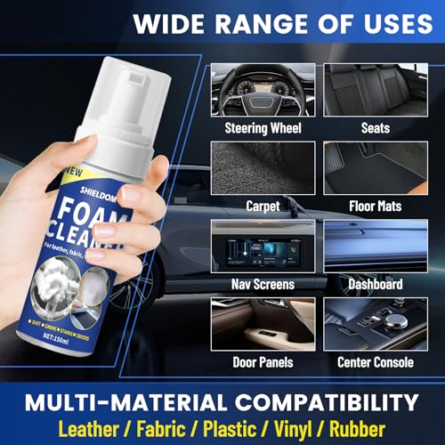 Car Interior Cleaner Kit Multifunctional Foam Cleaner, Clean Cars Seat Carpet Upholstery with Detailing Brush & Towel Deep Inside Cleaning Remove Stain from Leather/Fabric/Vinyl/Plastic - 5oz - view 5